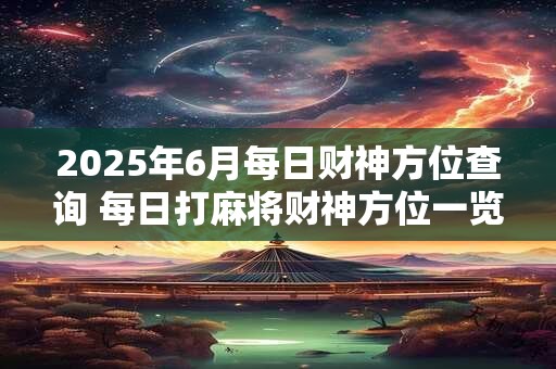2025年6月每日财神方位查询 每日打麻将财神方位一览表 2025年6月每日财神方位查询 每日打麻将财神方位一览表