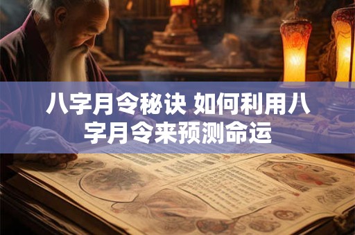 八字月令秘诀 如何利用八字月令来预测命运