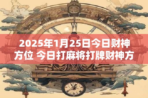 2025年1月25日今日财神方位 今日打麻将打牌财神方位！