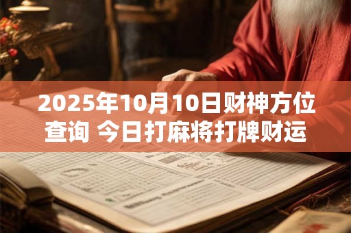 2025年10月10日财神方位查询 今日打麻将打牌财运方位