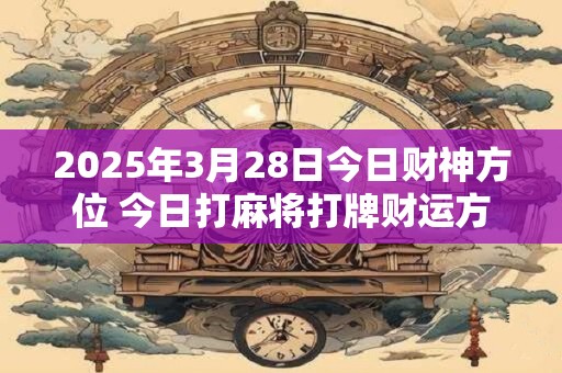 2025年3月28日今日财神方位 今日打麻将打牌财运方位！