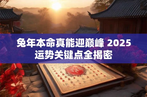 兔年本命真能迎巅峰 2025运势关键点全揭密