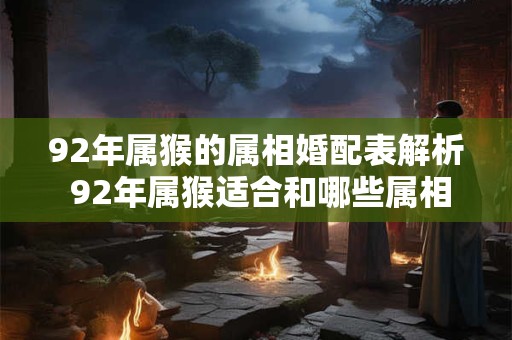 92年属猴的属相婚配表解析 92年属猴适合和哪些属相婚配