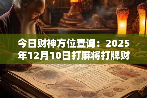 今日财神方位查询：2025年12月10日打麻将打牌财运方位