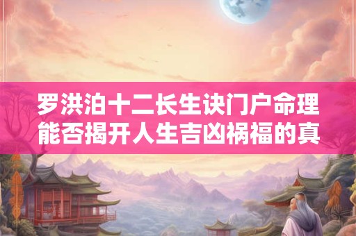 罗洪泊十二长生诀门户命理能否揭开人生吉凶祸福的真相