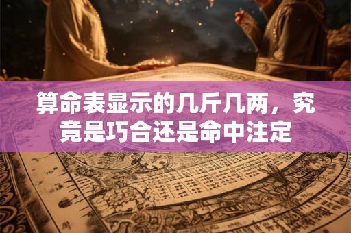 算命表显示的几斤几两，究竟是巧合还是命中注定