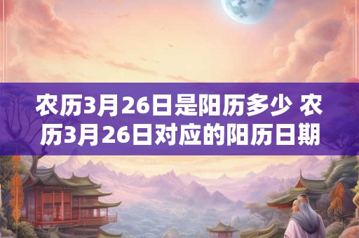 农历3月26日是阳历多少 农历3月26日对应的阳历日期是什么