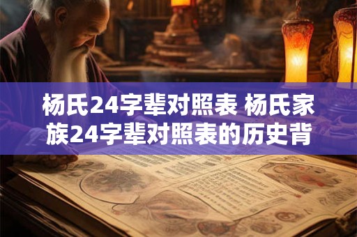 杨氏24字辈对照表 杨氏家族24字辈对照表的历史背景是什么