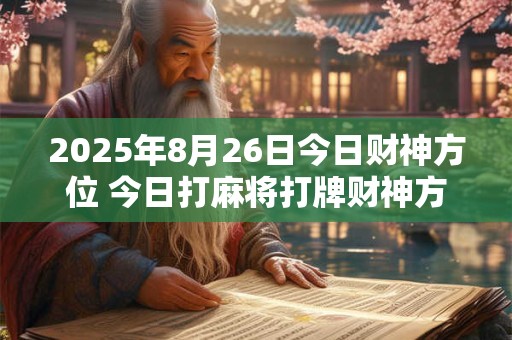 2025年8月26日今日财神方位 今日打麻将打牌财神方位