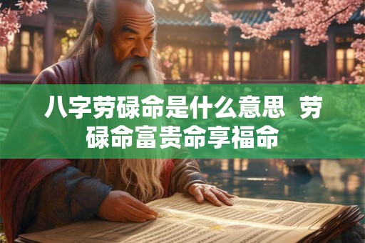 八字劳碌命是什么意思  劳碌命富贵命享福命