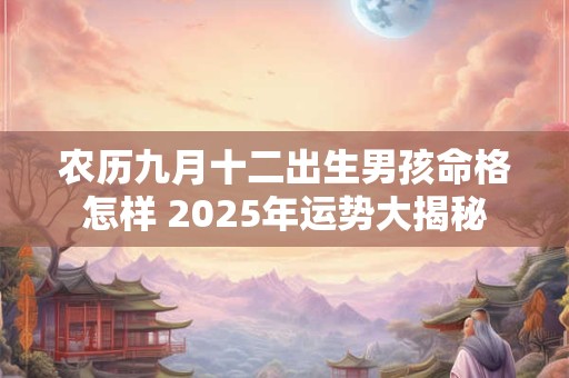农历九月十二出生男孩命格怎样 2025年运势大揭秘