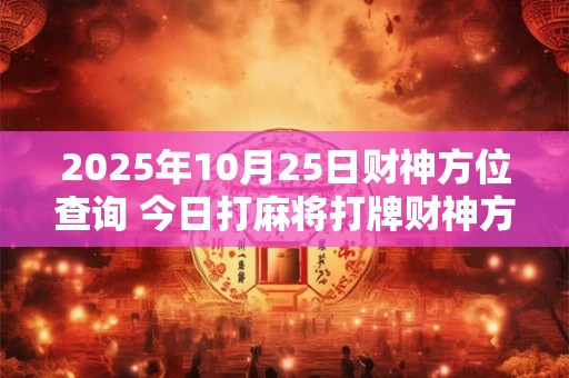 2025年10月25日财神方位查询 今日打麻将打牌财神方位