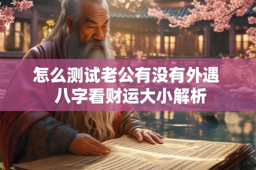 怎么测试老公有没有外遇  八字看财运大小解析