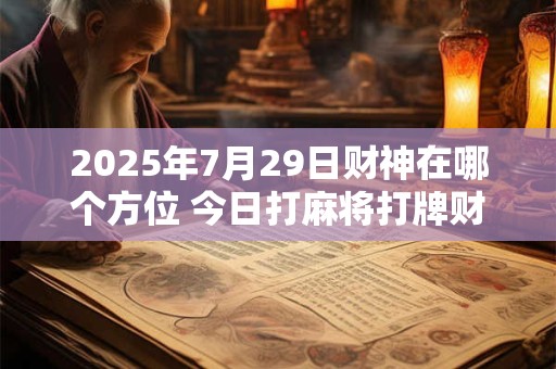2025年7月29日财神在哪个方位 今日打麻将打牌财神方位！