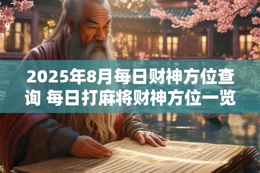 2025年8月每日财神方位查询 每日打麻将财神方位一览表