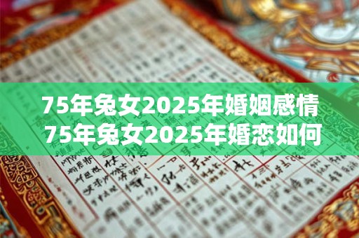 75年兔女2025年婚姻感情 75年兔女2025年婚恋如何