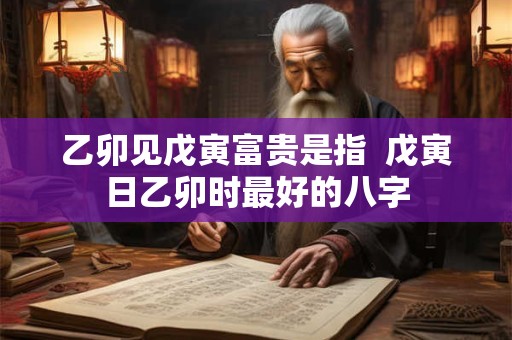 乙卯见戊寅富贵是指  戊寅日乙卯时最好的八字