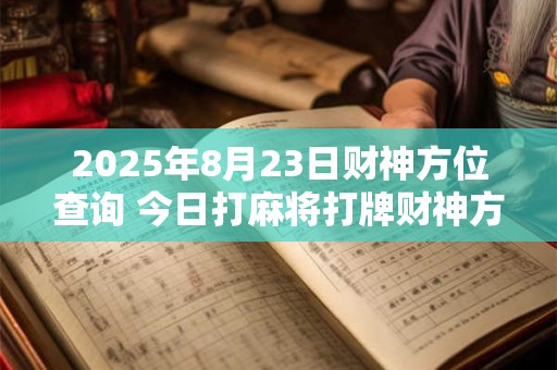 2025年8月23日财神方位查询 今日打麻将打牌财神方位！