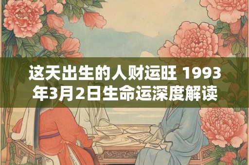 这天出生的人财运旺 1993年3月2日生命运深度解读