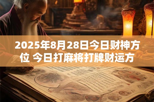 2025年8月28日今日财神方位 今日打麻将打牌财运方位！