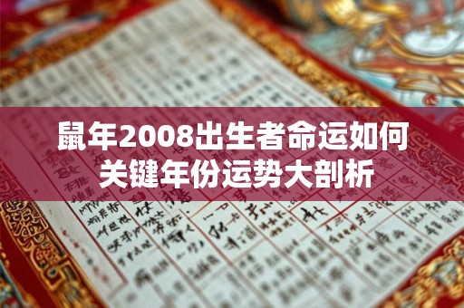 鼠年2008出生者命运如何 关键年份运势大剖析