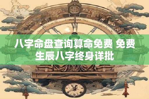八字命盘查询算命免费 免费生辰八字终身详批