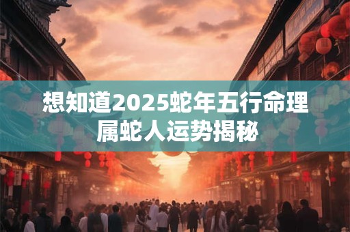 想知道2026蛇年五行命理 属蛇人运势揭秘