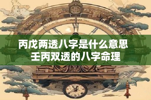 丙戊两透八字是什么意思  壬丙双透的八字命理