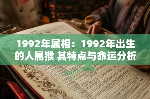 详细阅读:1992年属相:1992年出生的人属猴 其特点与命运分析 1992年属相:1992年出生的人属猴 其特点与命运分析