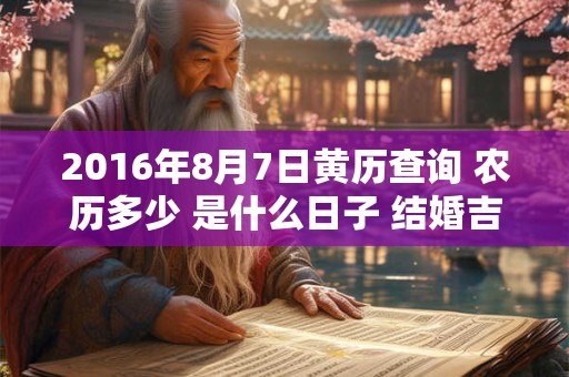 2016年8月7日黄历查询 农历多少 是什么日子 结婚吉时