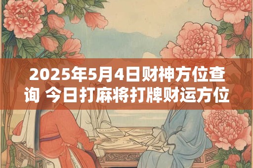 2025年5月4日财神方位查询 今日打麻将打牌财运方位！