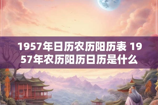 1957年日历农历阳历表 1957年农历阳历日历是什么