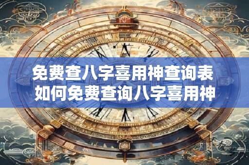 免费查八字喜用神查询表 如何免费查询八字喜用神