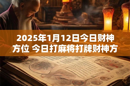 2025年1月12日今日财神方位 今日打麻将打牌财神方位！