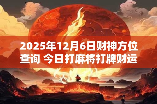 2025年12月6日财神方位查询 今日打麻将打牌财运方位