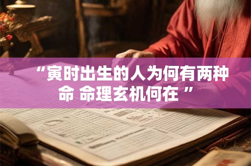 “寅时出生的人为何有两种命 命理玄机何在 ”