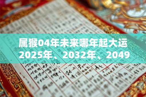 属猴04年未来哪年起大运 2025年、2032年、2049年