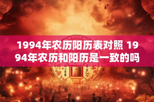 1994年农历阳历表对照 1994年农历和阳历是一致的吗