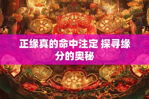 正缘真的命中注定 探寻缘分的奥秘