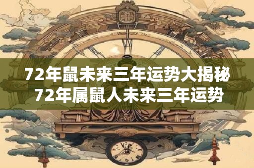 72年鼠未来三年运势大揭秘 72年属鼠人未来三年运势如何