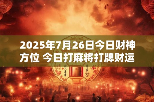 2025年7月26日今日财神方位 今日打麻将打牌财运方位！