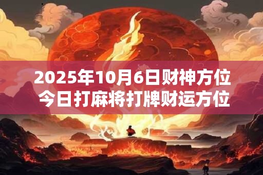 2025年10月6日财神方位 今日打麻将打牌财运方位！