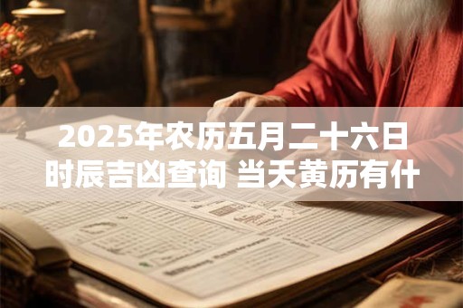 2025年农历五月二十六日时辰吉凶查询 当天黄历有什么宜忌
