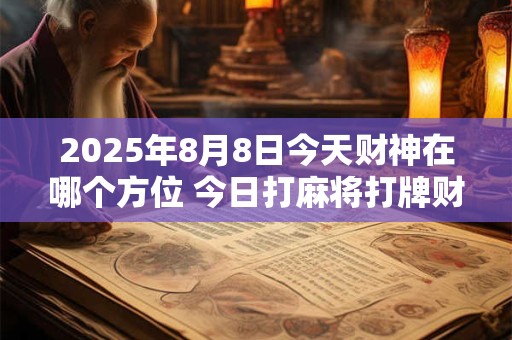 2025年8月8日今天财神在哪个方位 今日打麻将打牌财运方位! 2025年8月8日今天财神在哪个方位 今日打麻将打牌财运方位!