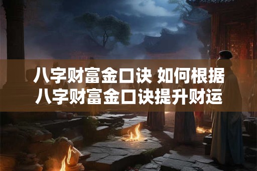 八字财富金口诀 如何根据八字财富金口诀提升财运