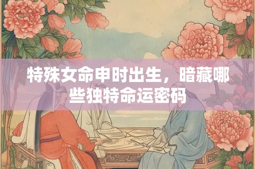 特殊女命申时出生，暗藏哪些独特命运密码