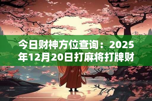 今日财神方位查询：2025年12月20日打麻将打牌财运方位