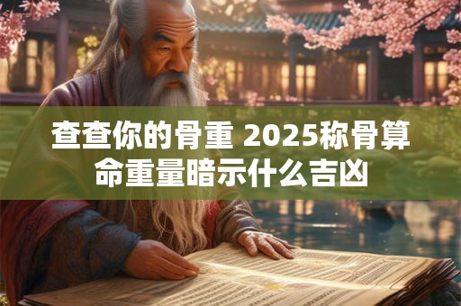 查查你的骨重 2025称骨算命重量暗示什么吉凶 查查你的骨重 2025称骨算命重量暗示什么吉凶