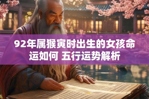 92年属猴寅时出生的女孩命运如何 五行运势解析