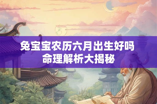 兔宝宝农历六月出生好吗 命理解析大揭秘